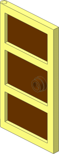Door  1 x  4 x  6 with 3 Panes and Stud Handle with ReddishBrown Glass (Complete)