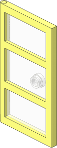Door  1 x  4 x  6 with 3 Panes and Stud Handle with Trans Clear Glass (Complete)
