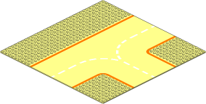Baseplate 32 x 32 Road 9-Stud T-Junction w/ Orange Lines Pattern
