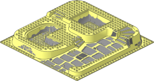 Baseplate 32 x 32 Raised with Ramp, Pit and Stairs with Grey Stones Pattern