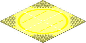 Baseplate 32 x 32 Road 9-Stud Landing Pad Type 1 (Yellow) Pattern