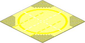 Baseplate 32 x 32 Road 9-Stud Landing Pad Type 2 (Yellow) Pattern