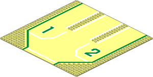Baseplate 32 x 32 Road 9-Stud 3-Lane with Left & Right Numbered