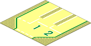 Baseplate 32 x 32 Road 9-Stud 3-Lane w/ Centre & Left Numbered