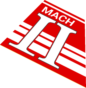 Sticker  4.6 x  2.9 Tail Right with White "Mach II" and Stripes