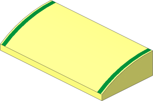 Slope Brick Curved  2 x  4 with 2 Gold Stripes Pattern