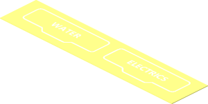 Sticker  1.8 x  3.8 with Two White Outlined Lids with White "WATER and "ELECTRICS"