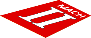 Sticker  2.7 x  2.7 Trapezoid Left with White "Mach II"