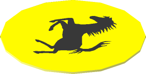 Sticker  0.8 x  0.8 Round with Black Ferrari Horse Logo on Yellow Background