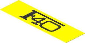 Sticker  0.8 x  2.8 with "F40" on Yellow Background