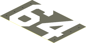 Sticker  1.8 x  3.0 with White "64" and Rivets
