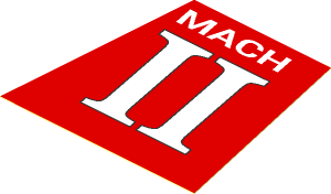 Sticker  2.7 x  2.7 Trapezoid Right with White "Mach II"
