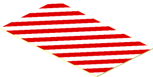 Sticker  1.1 x  1.8 Diagonal Red White Stripes Right Up