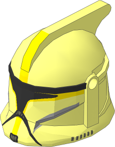 Minifig Helmet SW Clone Trooper Commander Phase I Front Face with Yellow Markings and Silver Visor Pattern