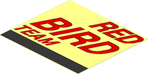 Sticker  2.7 x  3.0 with Red "RED BIRD TEAM" and Black Stripe Left
