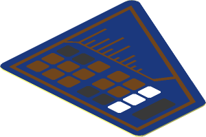 Sticker  1.6 x  1.7 with Medium Azure, Metallic Silver and White Buttons
