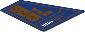 Sticker  1.6 x  1.7 with Medium Azure and Metallic Silver Buttons, Meter and Gauge