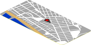 Sticker  1.8 x  3.8 with Map Street Level with Red Pin