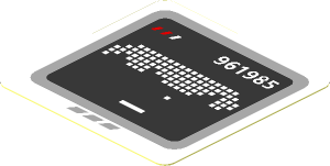 Sticker  1.8 x  1.8 Black Screen with "961985" and Pixelated Graphics