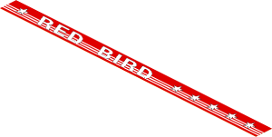 Sticker  1.2 x 19.0 with  6 White Stars, Stripes and "RED BIRD" Aligned Left