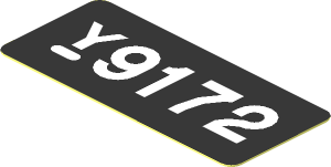 Sticker  0.8 x  1.8 with White Number Plate "y9172" on Black Background