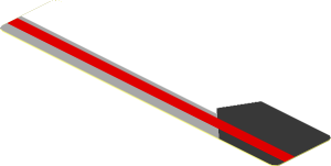 Sticker  0.8 x  3.8 with Red Line on Black, Grey and White Background Right
