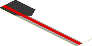 Sticker  0.8 x  3.8 with Red Line on Black, Grey and White Background Left