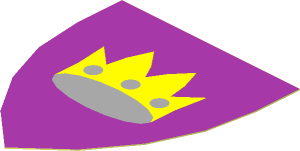 Sticker Minifig Shield Triangular with Crown on Violet Background