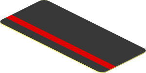 Sticker  0.8 x  1.8 with Red Stripe on Black Background