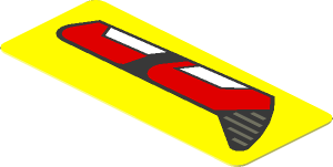 Sticker  0.8 x  1.9 with Red and White Taillamp on Yellow Background Right