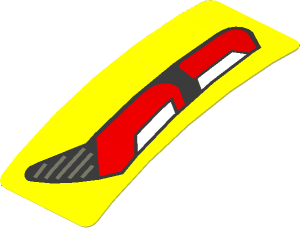 Sticker  0.8 x  1.9 with Red and White Taillamp on Yellow Background Right (Formed)