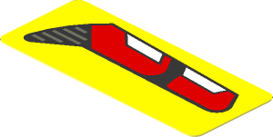 Sticker  0.8 x  1.9 with Red and White Taillamp on Yellow Background Left