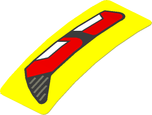 Sticker  0.8 x  1.9 with Red and White Taillamp on Yellow Background Left (Formed)