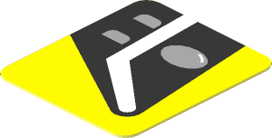 Sticker  0.9 x  0.8 with Black Headlamp on Yellow Background Right