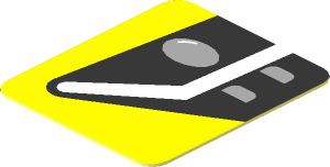 Sticker  0.9 x  0.8 with Black Headlamp on Yellow Background Left