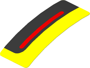 Sticker  0.8 x  1.9 with Red Stripe on Black and Yellow Background Right (Formed)
