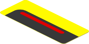 Sticker  0.8 x  1.9 with Red Stripe on Black and Yellow Background Left