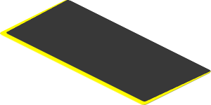 Sticker  1.8 x  3.8 with Black Trapezoid on Yellow Background