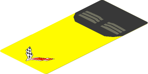Sticker  4.0 x  1.8 with Chevrolet Corvette Z06-C7 Logo on Yellow Background and Dark Grey Air Vents on Black Background