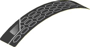 Sticker  0.8 x  4.1 with Light Grey Hexagons on Black Background (Formed)