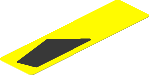 Sticker  2.9 x  0.8 with Black Trapezoid on Yellow Background Left