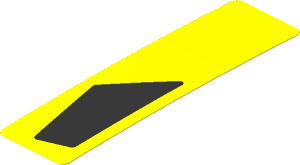 Sticker  2.9 x  0.8 with Black Trapezoid on Yellow Background Left (Formed)