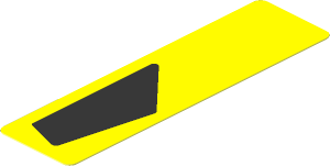 Sticker  2.9 x  0.8 with Black Trapezoid on Yellow Background Right