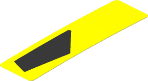 Sticker  2.9 x  0.8 with Black Trapezoid on Yellow Background Right (Formed)