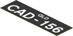 Sticker  0.8 x  2.8 with White "CAD-156" on Black Background