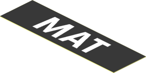 Sticker  0.8 x  2.8 with White "MAT" on Black Background