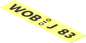 Sticker  0.8 x  2.8 with Black "WOB J 83" on Transparent Background