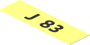 Sticker  0.8 x  2.8 with Black "J 83" on Transparent Background