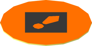 Sticker  0.9 x  0.9 Round with Black Square "!" on Orange Background