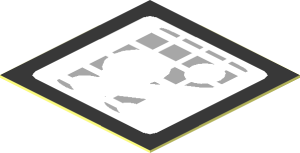 Sticker  0.9 x  0.9 with Light Grey Stripes on White Background with Reflection Areas with Black Border